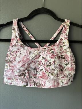 Lululemon Floral Print Sports Bra with Crisscross Back Straps